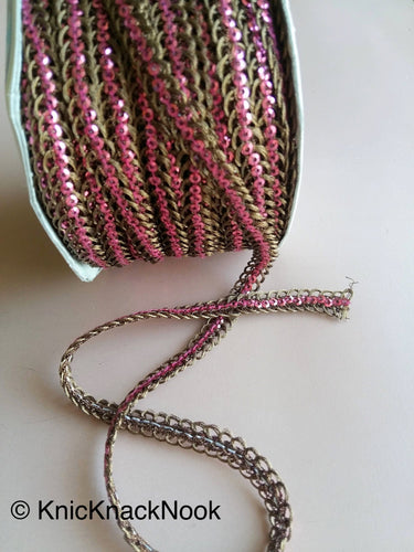 Wholesale Bronze Lace Trim With Purple / Blue / Pink Sequins, Approx. 6 mm wide - 200317L345 / 46 / 47